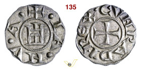 GENOVA REPUBBLICA (1139-1339) Denaro D/ Castello R/ Croce MIR 16 CNI 1/69 Mi g 0,75 mm 14 • Bella patina di monetiere SPL