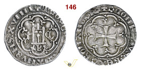 GENOVA TOMMASO DI CAMPOFREGOSO, Doge XIX (1415-1421) Grosso con XVIIII, sigla Y D/ Castello entro archi, accantonato da iniziali T C R/ Croce patente ...