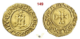 GENOVA DOGI BIENNALI, I fase (1528-1541) Scudo d'oro del sole sigle AS D/ Castello sormontato da sole R/ Croce MIR 185/4 Au g 3,32 mm 22 BB÷SPL
