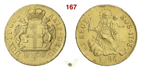 GENOVA DOGI BIENNALI, III fase (1637-1797) 96 Lire 1793 "stemma nuovo" D/ Stemma coronato e affiancato da due grifi R/ La Madonna col Bambino sulle nu...