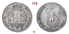 GENOVA DOGI BIENNALI, III fase (1637-1797) 8 Lire 1796 D/ Stemma coronato, accantonato da grifi R/ San Giovanni MIR 309/4 CNI 7 e 9 Ag g 33,35 mm 41 •...