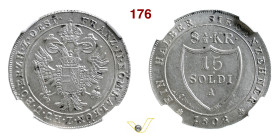 GORIZIA FRANCESCO II D'ASBURGO-LORENA (1798-1805) 15 Soldi o 8 Kreuzer e 1/2 1802 A Mi mm 28 NGC MS63