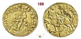 LUCCA REPUBBLICA (1369-1799) Ducato stemma Dal Portico (1544) D/ Busto coronato del Volto Santo R/ San Martino a cavallo divide il mantello con il pov...