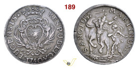 LUCCA REPUBBLICA (1369-1799) Scudo 1750 D/ Stemma coronato fra due rami di palma R/ San Martino a cavallo divide il suo mantello con un mendicante MIR...