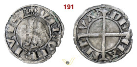 MANTOVA LUIGI (1328-1360) o GUIDO GONZAGA (1360-1369) Aquilino D/ Aquila ad ali spiegate R/ Croce intersecante la legenda MIR 371 Ag g 0,97 mm 21 BB