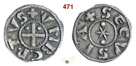 UMBERTO II (1080-1103) Denaro Secusino Susa D/ Croce patente R/ Fiore e due bisanti in palo Cudazzo 10a Ag g 0,98 mm 18 buon BB