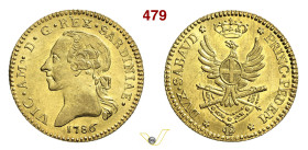 VITTORIO AMEDEO III (1773-1796) Doppia nuova 1786 Torino MIR 982a Au g 9,14 mm 26 SPL÷FDC