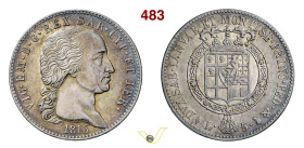 VITTORIO EMANUELE I 1802-1821) 5 Lire 1816 Torino MIR 1030a Pagani 10 Ag g 24,93 mm 37 • Bella patina BB+