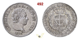 CARLO FELICE (1821-1831) 50 Centesimi 1826 Genova MIR 1038e Pagani 112 Ag mm 18 • Bella patina SPL+