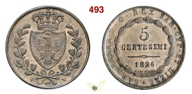 CARLO FELICE (1821-1831) 5 Centesimi 1826 "L" Torino MIR 1040b Pagani 127 Cu g 9,91 mm 28 FDC