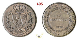 CARLO FELICE (1821-1831) 3 Centesimi 1826 "L" Torino MIR 1041b Pagani 130 Cu g 5,74 mm 23 FDC
