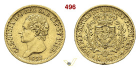 CARLO FELICE (1821-1831) 20 Lire 1827 Torino MIR 1034j Pagani 54 Au g 6,43 mm 21 BB+