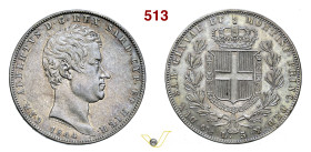 CARLO ALBERTO (1831-1849) 5 Lire 1844 Genova MIR 1047ad Pagani 255 Ag g 25,03 mm 37 SPL