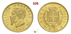 VITTORIO EMANUELE II (1861-1878) 20 Lire 1861 Torino MIR 1078a Pagani 455 Au g 6,43 mm 21 q.SPL