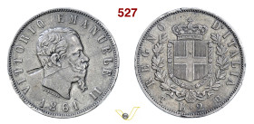 VITTORIO EMANUELE II (1861-1878) 2 Lire 1861 Torino Pagani 504 MIR 1083a Ag g 9,92 • Difetti del tondello al D/, altrimenti BB