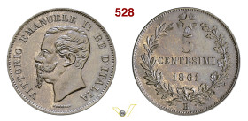 VITTORIO EMANUELE II (1861-1878) 5 Centesimi 1861 Bologna MIR 1093a Pagani 551 Cu g 5,22 mm 25 SPL÷FDC
