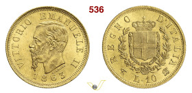 VITTORIO EMANUELE II (1861-1878) 10 Lire 1863 Torino MIR 1118d Pagani 649 Au g 3,23 mm 19 SPL+