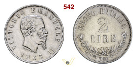 VITTORIO EMANUELE II (1861-1878) 2 Lire 1863 "valore" Torino MIR 1084b Pagani 509 Ag g 10,05 mm 27 SPL