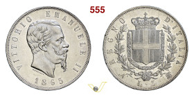 VITTORIO EMANUELE II (1861-1878) 5 Lire 1865 Napoli MIR 1082e Pagani 486 Ag g 25,01 mm 37 SPL÷FDC