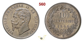 VITTORIO EMANUELE II (1861-1878) 10 Centesimi 1866 Birmingham (H) MIR 1092g Pagani 544 Cu g 10,25 mm 30 q.FDC