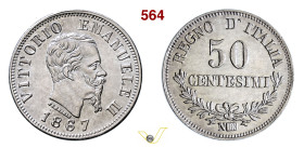 VITTORIO EMANUELE II (1861-1878) 50 Centesimi 1867 "valore" Napoli MIR 1088f Pagani 532 Ag g 2,46 mm 18 SPL÷FDC