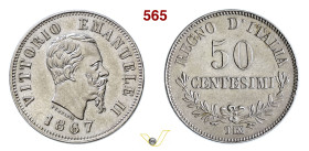 VITTORIO EMANUELE II (1861-1878) 50 Centesimi 1867 "valore" Torino MIR 1088g Pagani 533 Ag g 2,41 mm 18 • Leggeri hairlines SPL
