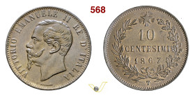 VITTORIO EMANUELE II (1861-1878) 10 Centesimi 1867 Torino MIR 1092k Pagani 548 Cu g 9,51 mm 30 q.FDC