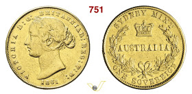 AUSTRALIA VITTORIA (1837-1901) Sovrana 1861 Fb. 10 Kr. 4 Au g 7,93 mm 22 MB/BB