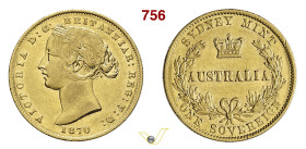 AUSTRALIA VITTORIA (1837-1901) Sovrana 1870 Fb. 10 Kr. 4 Au g 7,98 mm 22 BB