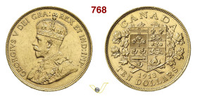 CANADA GIORGIO V (1910-1936) 10 Dollari 1913 Ottawa Fb. 3 Kr. 27 Au g 16,71 mm 22 q.SPL
