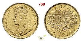 CANADA GIORGIO V (1910-1936) 5 Dollari 1913 Ottawa Fb. 4 Kr. 26 Au g 8,35 mm 22 q.SPL