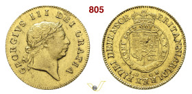 GRAN BRETAGNA GIORGIO III (1760-1820) Mezza Ghinea 1808 Londra Fb. 364 Au g 4,19 mm 21 q.SPL