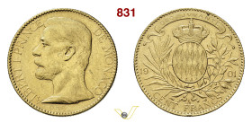 MONACO ALBERTO I (1889-1922) 100 Franchi 1901 Parigi Gad. 108 Fb. 13 Au g 32,25 mm 35 BB