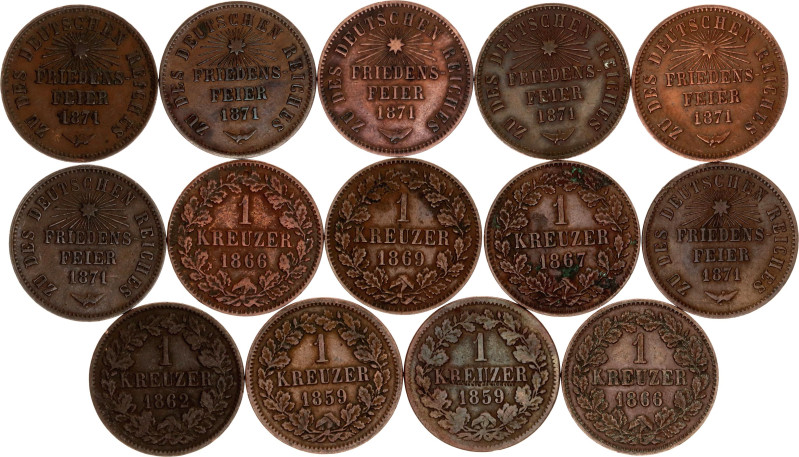 German States Baden 14 x 1 Kreuzer 1859 - 1871
KM# 242, N# 11178; Copper; Fried...