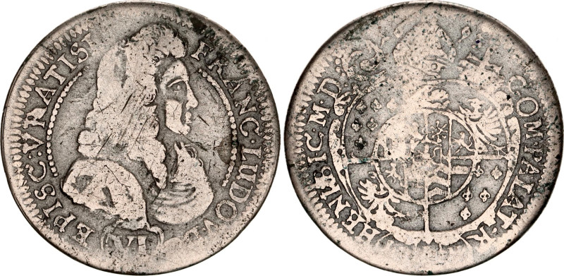 German States Breslau (Silesia) 6 Kreuzer 1693 R
KM# 182, N# 147758; Silver; Fr...