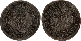 German States Brieg (Silesia) 1 Kreuzer 1698 CB
KM# 606, N# 85409; Silver; Leopold I; XF-.