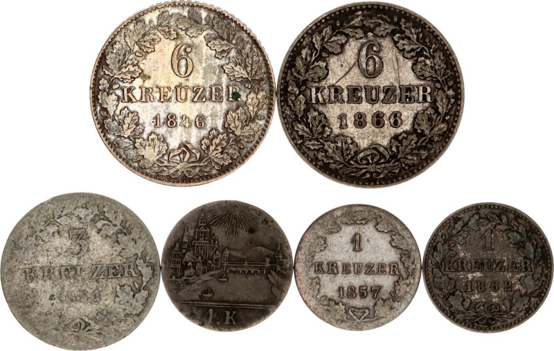 German States Frankfurt Lot of 6 Coins 1831 - 1836
Silver; Free imperial city o...