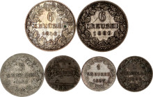 German States Frankfurt Lot of 6 Coins 1831 - 1836
Silver; Free imperial city of Frankfurt; VF/XF.