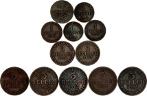 German States Hessen-Kassel Lot of 12 Coins 1802 - 1872
Copper; Variuos dates & denomination; VF/XF.