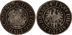 German States Liegnitz-Brieg (Silesia) 1 Kreuzer 1654
KM# 392, N# 122287; Silver; Georg III, Ludwig IV & Christian; VF.