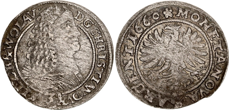 German States Liegnitz-Brieg (Silesia) 3 Kreuzer 1660 Heart R
KM# 427, N# 99109...
