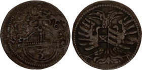 German States Oppeln (Silesia) 3 Pfenig 1669
KM# 438, N# 47291; Silver; Leopold I; VF.