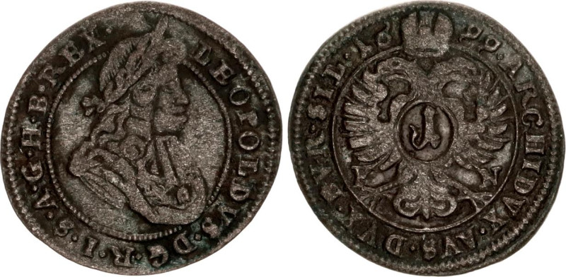 German States Oppeln (Silesia) 1 Kreuzer 1699 FN
KM# 612, N# 69097; Silver; Leo...