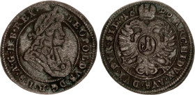 German States Oppeln (Silesia) 1 Kreuzer 1699 FN
KM# 612, N# 69097; Silver; Leopold I; VF.