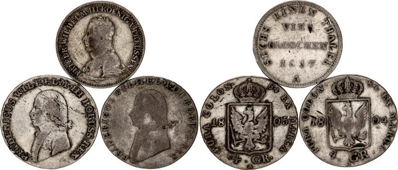 German States Prussia 3 x 4 Groschen 1804 - 1817 A
KM# 370 & 394; Silver; Fried...