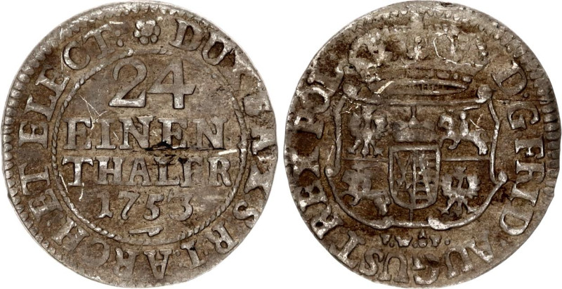 German States Saxony-Albertine 1/24 Thaler 1753
KM# 884, N# 54247; Silver; Fred...