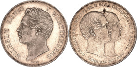 German States Württemberg 2 Taler / 3-1/2 Gulden 1846 NGC UNC DETAILS
KM# 596; AKS# 122; J. 79; N# 33321; Silver; Wilhelm I; Marriage of Prince Karl ...