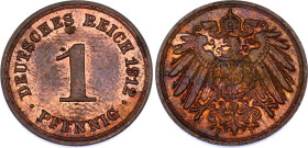Germany - Empire 1 Pfennig 1912 F
KM# 10, AKS# 21, J# 10, Schön DM# 10, Neum# 35; N# 853; Copper; UNC.