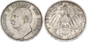 Germany - Empire Anhalt-Dessau 3 Mark 1911 A
KM# 29; AKS# 43; J. 23; N# 26551; Silver; Friedrich II; Berlin Mint; AUNC.