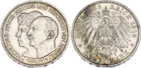 Germany - Empire Anhalt-Dessau 3 Mark 1914 A
KM# 30; AKS# 46; J. 24; N# 26552; Silver; Friedrich II; Silver Wedding; Berlin Mint; UNC.
